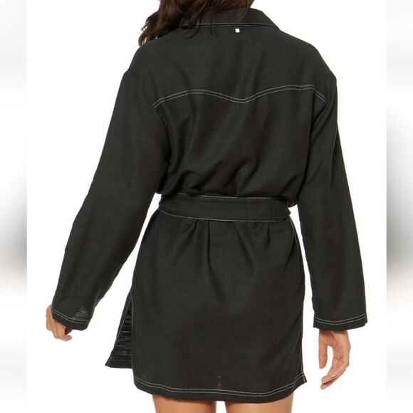 Dolce Vita Swim Cover Up Size S Shirt Dress Black White Stitching Beach Cruise - Picture 3 of 14